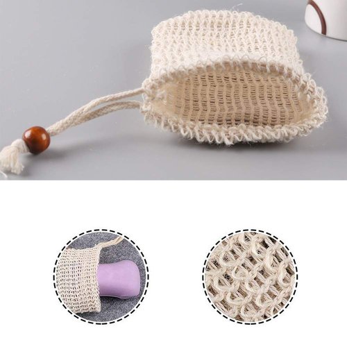 Medsuo 2pcs Natural Safe and Durable Sisal Fiber Soap Bag Saver Pouch for Foaming and Drying The Soap Shower Bath Exfoliating