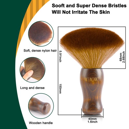 NICEMOVIC 3 IN 1 Barber Neck Duster Brush Set, Professional Barber Accessories Cleaning Supplies, Duster Nylon Brush Hair Cutting Styling Brush Tool (Brown&Brown)