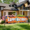 Sumind Dart Battle Party Supplies Horizontal Fabric Happy Birthday Banner, Orange, Boys Birthday Party Decorations, 71 x 16 Inch, Tear Resistant, Lightweight, Fold