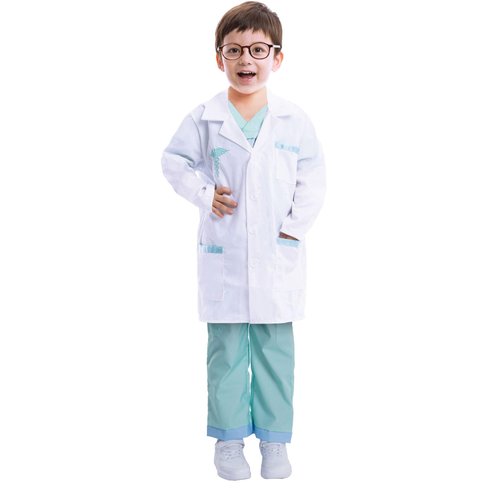 Spooktacular Creations Jr. Doctor Lab Coat Deluxe Kids Toddler Costume Set for Halloween Scrub Dress Up Party and Scientists Role Play (Small (5-7yr))