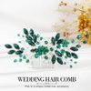 JONKY Bridal Hair Comb Crystal Wedding Hair Piece Floral Pearl Hair Side Combs Bride Hair Accessories for women (Green)