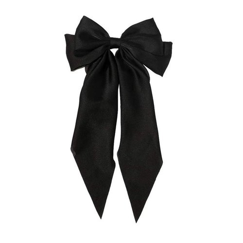 WEILYDF Ribbon Hairclip Vintage Satin Bow Bowknot Hairpin Women Hair Clip (Black)