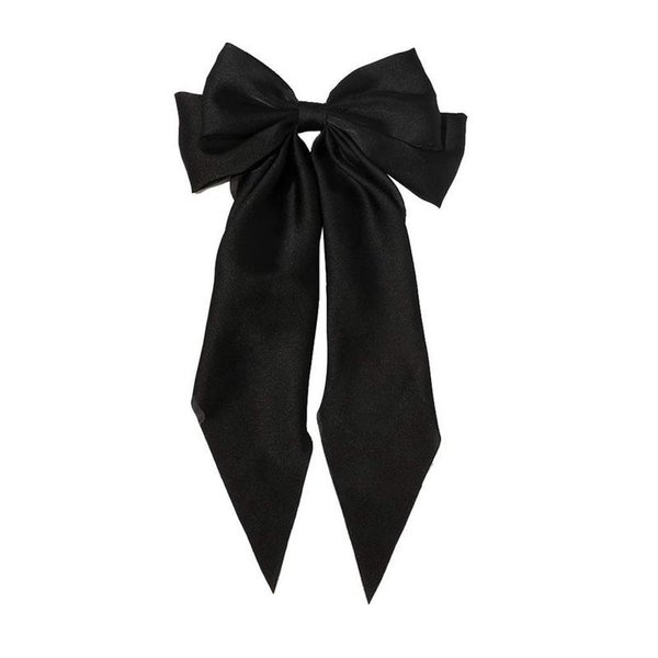WEILYDF Ribbon Hairclip Vintage Satin Bow Bowknot Hairpin Women Hair Clip (Black)
