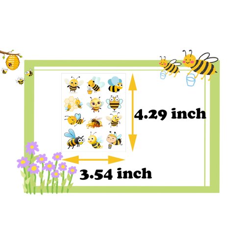 PIBIPAID 400 Bee Tattoos Temporary Stickers - Insect Party Supplies Decorations Honey Themed Birthday Baby Shower Party Tattoos