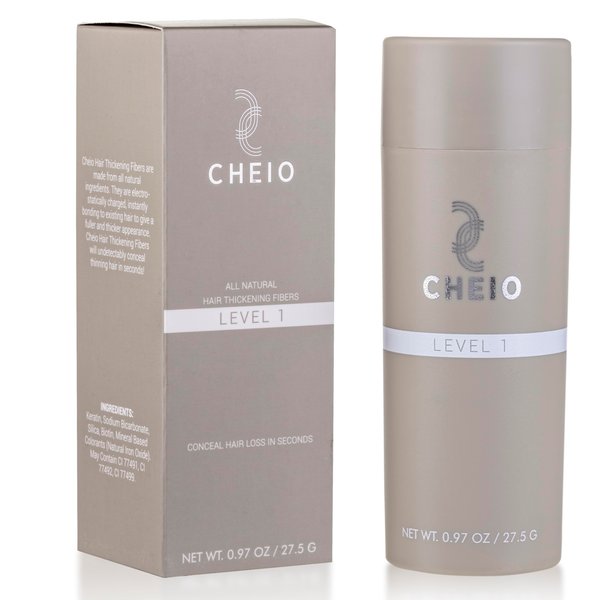 Cheio - Hair Thickening Fibers - 27.5g - Level 1 (Black) - Keratin Fibers for Bald Spots & Thinning Hair for Men and Women - Covers Spots in Seconds - Quick Solution for Hair Loss