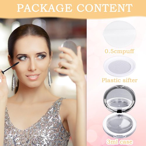 Mabor 2pcs Loose Powder Containers Powder for Women Girls Empty Face Powder Compact Powder Puff Container with Mirror Empty Reusable Powder Case