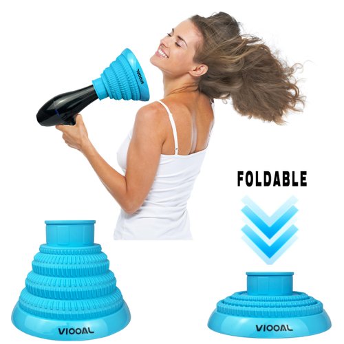 Collapsible Hair Dryer Diffuser,Silicone Dryer Hair Diffuser for Curly Hair- ​​​Lightweight Portable Travel ​Folding Design ​Fit Most Hair Dryers with Nozzle Diameter D-1.57Inch to 1.96 Inch (Teal)