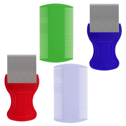 4 Pcs Head Hair Comb, 2 Pieces Lice Combs Double Sided，2 Pieces Removal Dandruff Comb with Metal Teeth. Professional Anti-Dandruff, No Damage to Hair