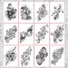 Casciybo Henna Temporary Tattoos for Adults Women Girls, Black 12Sheets Fake Flower Mandala Tattoo Stickers Waterproof Art for Body Arm Party Favors Makeup Supplies Gifts