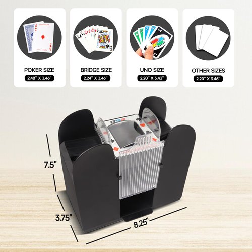 GSE Games & Sports Expert Upgraded 6-Deck Automatic Card Shuffler, AC/DC-Power & Battery-Operated Electric Shuffler Machines for Playing Cards, Blackjack, Texas Hold'em, Canasta, Bridge, UNO
