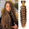 Human Braiding Hair 100g Deep Wave Bulk Human Hair for Braiding No Weft 4/27 Wet and Wavy Human Hair Braiding Hair Brazilian Virgin Curly Human Hair Extensions for Boho Braids 18 Inch 2 Bundle
