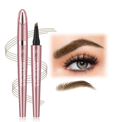 Microblading Eyebrow Pen - Magic 4-Tip Eyebrow Pencil for Women - Natural-Looking, Hair-Like Defined Brows with Microblade Pen (LIGHT COFFEE)