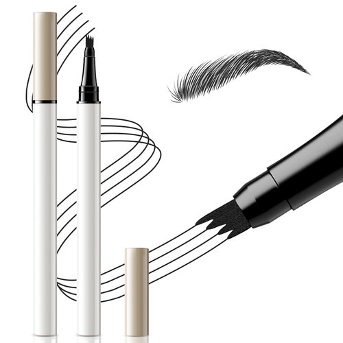 Apooliy Waterproof Liquid Eyebrow Pen, Microblading Eyebrow Pencil with a Micro-Fork Tip Applicator,Long-Lasting,Creates Natural Looking Brows Effortlessly