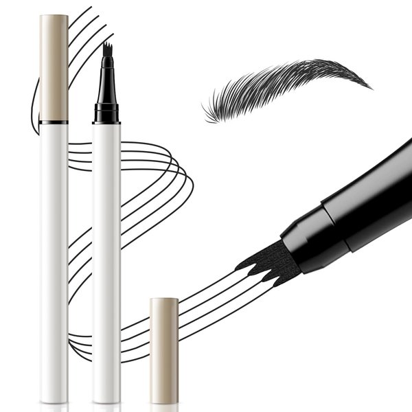 Apooliy Waterproof Liquid Eyebrow Pen, Microblading Eyebrow Pencil with a Micro-Fork Tip Applicator,Long-Lasting,Creates Natural Looking Brows Effortlessly