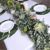 Winlyn 5.9' Long Faux Leaves Greenery Artificial Silver Dollar Eucalyptus Garland in Grey Green Wedding Arch Swag Backdrop Garland Doorways Table Runner Garland Indoor Outdoor