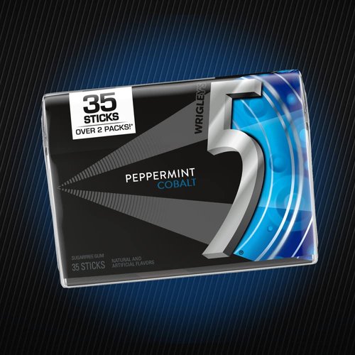 5 GUM Sugar Free Chewing Gum, Peppermint Cobalt, 35-stick pack (6 packs)