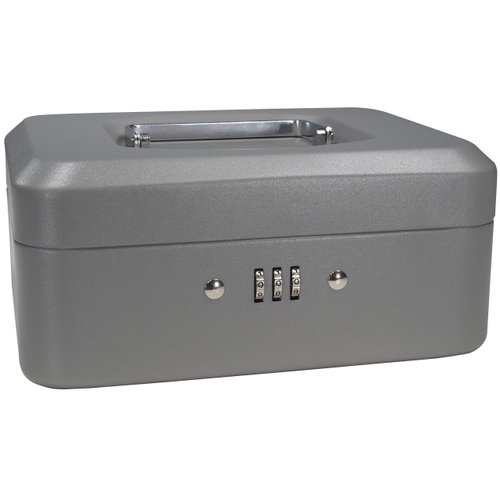 BARSKA 8-Inch Cash Box with Combination Lock , Gray