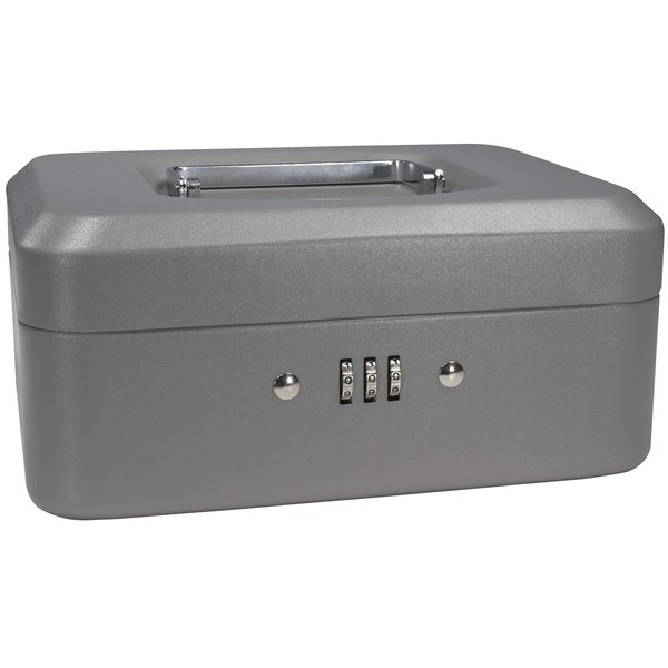 BARSKA 8-Inch Cash Box with Combination Lock , Gray