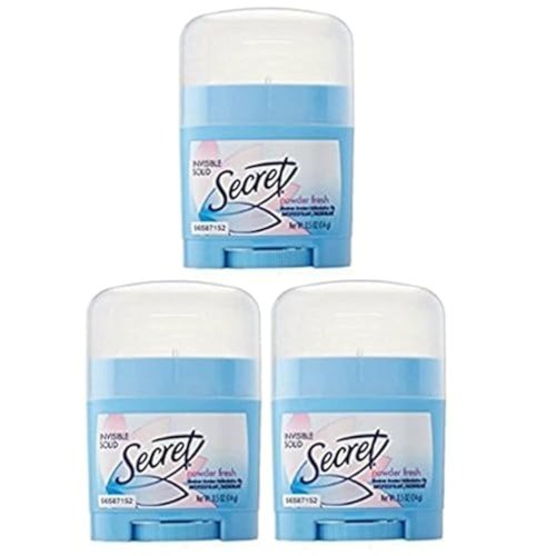 Secret Invisible Solid Antiperspirant and Deodorant, Powder Fresh, 0.5 Ounce Travel Size (Pack of 3)