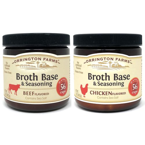 Orrington Farms Beef Broth and Chicken Broth Base 12 Ounce (Pack of 2) - Makes 56 Cups of Each Broth