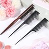 Patelai Hair Teasing Comb Set - 3 Pieces Includes 2 Nylon Triple Teasing Combs and Boar Bristle Teaser Brushes for Women and Men Stylist - Backcombing Slicking Curly Thick Wet Hair(Black)