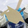 Gold Glitter Grad Cap Party Straws - No-Mess Real Gold Glitter Cut-Outs & Decorative Graduation Party Paper Straws - Set of 24
