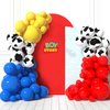 HOUSE OF PARTY Boy Story Balloons Garland - 110 Pcs | Toy Inspired Story Balloons with Red, Yellow, Blue & Cow Print | Theme Latex Balloons for Baby Shower & Birthday Party Supplies Decorations