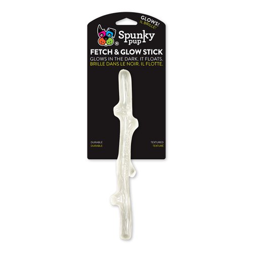 Spunky pup Glow in the Dark Stick Dog Toy Non-Toxic Waterproof Dental Texture for Teeth and Gums
