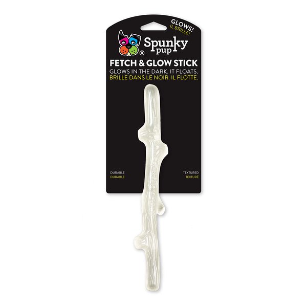 Spunky pup Glow in the Dark Stick Dog Toy Non-Toxic Waterproof Dental Texture for Teeth and Gums