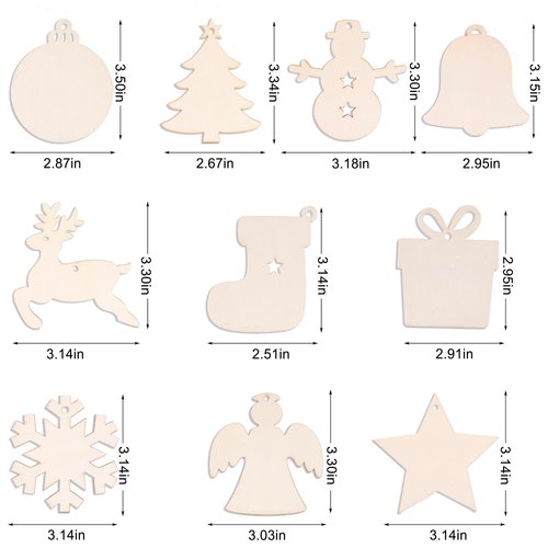 100Pcs Wood Slices,3.5" Wooden Christmas Ornaments,Unfinished Predrilled Wood Circles for Crafts Centerpieces,DIY Round Wooden Discs Hanging Decorations (3.5 Inches-100)