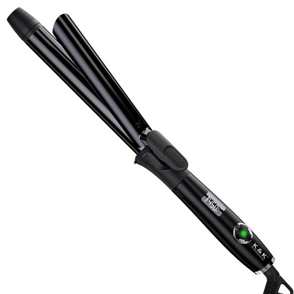 1 Inch Curling Iron with Clipped Tourmaline Ceramic Barrel Professional 25mm Hair Curler up to 450°F Dual Voltage for Traveling 60 Mins Auto Off Suit for Different (Black, 1 Inch)