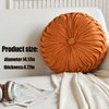 Teieas Round Throw Pillow Velvet Home Decoration Pleated Round Pillow Cushion for Couch Chair Bed Car Orange