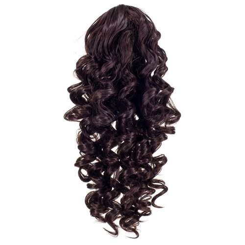 SWACC 12-Inch Short Screw Curls Claw Clip Ponytail Extensions Synthetic Clip in Drawstring Curly Ponytail Hairpiece Jaw Clip Hair Extension (Dark Brown-4#)