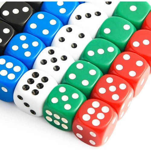25 Pieces Dice Set 6 Sided 5 Colours Spot Dice with Bags for Tenzi, Farkle, Yahtzee, Bunco or Teaching Math Dice Games