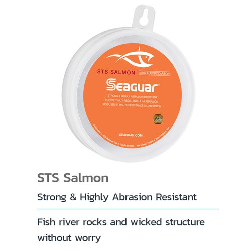 Seaguar STS Salmon, Strong and Highly abrasion Resistant, Premium, 100% Fluorocarbon Performance Leader Material, Virtually Invisible