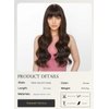 Stamped Glorious Brown Wig with Bangs for Women Long Wavy Curly Wigs Synthetic Hair Wig for Girls Party Daily Use