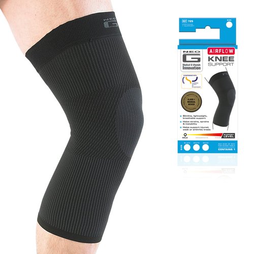 Neo-G Knee Sleeve for Daily wearing, Good for Sprains, Strains, Weak Muscles - Knee Sleeves for Men and Women – Fits for sports Running, Hiking, Yoga, Basketball - Airflow - Medium - Black