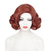 Brown 1920s Wig Women, Auburn Short Curly Wig Finger Wave Wig Roaring 20s Vintage Flapper Wig Lady Rockabilly Synthetic Hair Wig + Wig Cap for Halloween Costume Party Cosplay