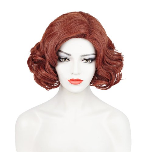 Brown 1920s Wig Women, Auburn Short Curly Wig Finger Wave Wig Roaring 20s Vintage Flapper Wig Lad...