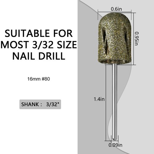 C12rtive Pedicure Drill Bit,16mm diameter 80Grit Diamond Carbide Foot Nail Drill Bit Pedicure Foot Calluses Sanding Polishing Head for Cracked Skin Corns Callus Removal for Home Salon & DIY