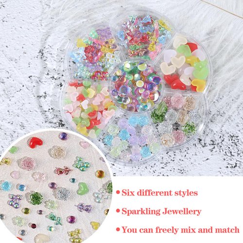 Lifextol Flower Nail Charms and Gems Cute Nail Charms for Nails Design 3D Nail Charms for Nails, Junk Case Charms Kawaii Nail Charms Bulk Heart Charms Y2K for Coquette Press on Nails Art Charms