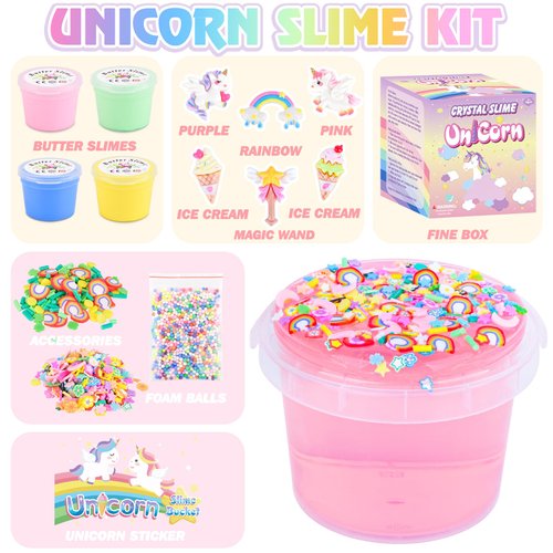 Pink Crunchy Clear Slime 13 OZ Big Bucket Gifts for Girls & Boys, Stretchy & Non-Sticky, Super Soft Stress Relief Toy, Idea Birthday Gifts, Party Favors for Kids, Christmas Stocking Stuffers