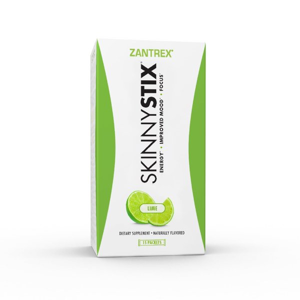 Zantrex SkinnyStix Energy Powder – GLP-1 Support, Boost Mood – 10 Calories – Yerba Mate, Coffee Bean – 15 Stix, Lime