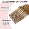 Hair Clip in Extensions Real Human Hair Invisible PU Skin Weft Natural Remy Hair Ash Blonde Highlighted Platinum Blonde Hair Extensions Clip on 7 Pieces 80 Gram 12 Inch