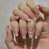 Gentle Claws Press On Nails | Shiny White Tip Pearl Nude Nails, Medium Coffin Squared French Tip Press On Nails for Women and Girls, 24 Pcs Reusable White Nude Fake Nails (Ballet)