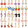A chic set of 20 pairs clip on earrings for girls without Pierced Ears,Vibrant Themes Like Flowers, Unicorns, Ladybugs, Butterflies, Sheep