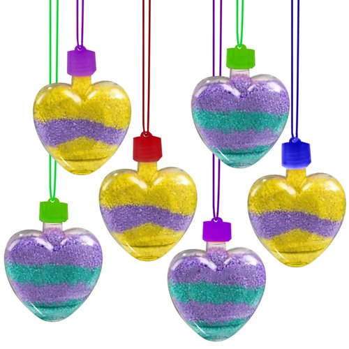 ArtCreativity Valentines Sand Art Heart Bottle Necklaces, Pack of 12, Sand Art Craft Kit with Heart Shaped Bottles, Craft Party Supplies and Party Favors for Kids - Sand Sold Separately