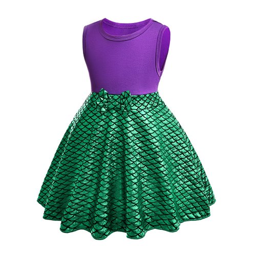 magictaill Mermaid Dress for Little Girls, Princess Dress Up Clothes, Festivals Costumes for Girls 3-8 Birthday Gifts (6-7 years)