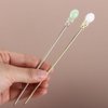 Pokinge 2pcs Chinese Style Hanfu Ornament Hair Stick,Elegant Imitation Jade Hair Fork for Women,Alloy Hair Clasp Style Tool,Retro Cheongsam Coiffure Headdress