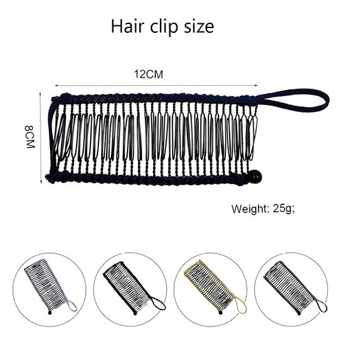 NARAMAX Hair Clip, Black Banana Comb Stretch Banana Hair Clip Clincher Comb Adjustable for Women Girls Thick Wavy Curly Hair